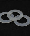 Three Non Conductive Nylon Flat Washer Inner Diameter 1/2 Inch Outer Diameter 25/32 Inch 100 Pcs RoHS Compliant UL94 V2 on black background