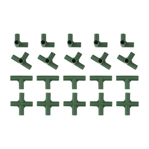 20 Pcs Heavy Duty PP Garden Frame Connectors For 11mm PVC Pipe Structures Outdoor Flower Stand Fittings Greenhouse Bracket Joints DIY Assembly Kit Weatherproof Durable Pro Grade Mixed Pack