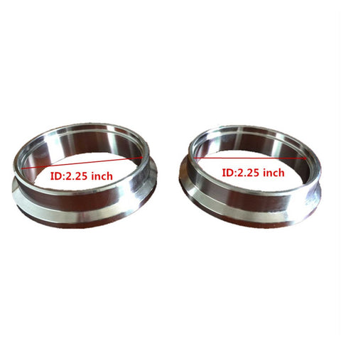 2.25 Inch Self Aligning V Band Clamp Kit With 2.25 Inch Stainless V Band Clamp And CNC Billet Mild Steel Flanges Universal Turbo Exhaust Connection Plug And Play Easy Fit flanges