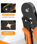 Ferrule Crimping Tool Self Adjusting Ratchet For AWG 23 To 7 Wire Square Ferrule Kit with durable orange handles