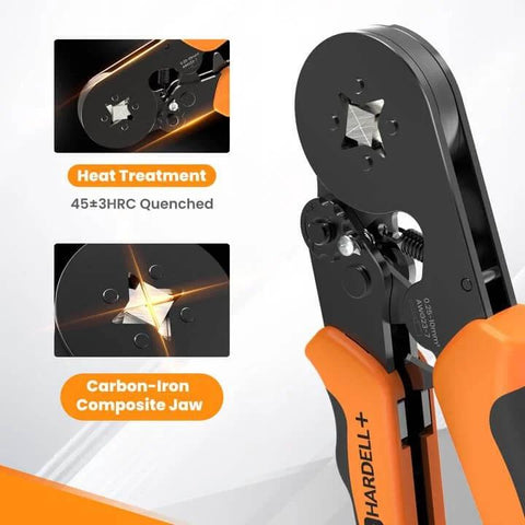 Ferrule Crimping Tool Self Adjusting Ratchet For AWG 23 To 7 Wire Square Ferrule Kit with durable orange handles