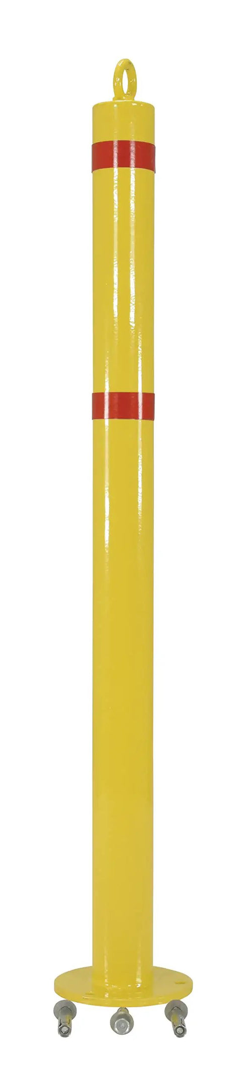 Straight Up Heavy Duty Steel Bollard To Secure Any Parking Spot Or Job Site Features Bright Yellow Wrap Around Reflectors with base and loop
