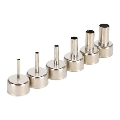 Stainless Steel Hot Air Rework Nozzle Kit For SMD Soldering And PCB Maintenance, 6-Piece Set (3mm to 12mm) in a line