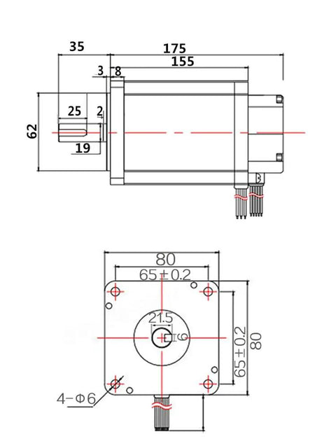 Beefed Up Brushless DC Motor 1200W High Torque 3000 6000 RPM With 80mm Square Flange And 14mm Shaft technical diagram