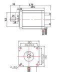 Technical diagram of High Torque Brushless DC Motor 1200W 80mm Square Mount 14mm Shaft 6 Pole Hall Sensor With Driver.