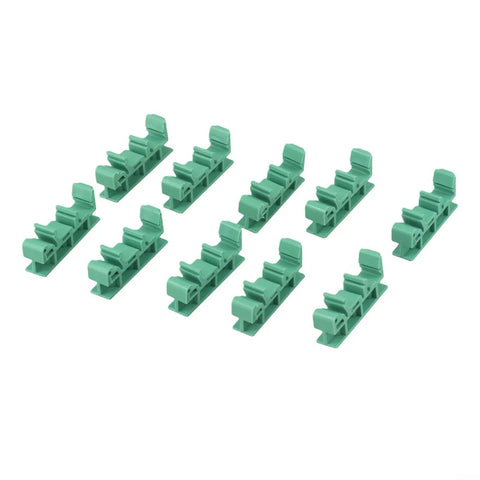 Rock Solid DIN Rail PCB Mounting Bracket 35mm Green Plastic Secure Vibration Resistant Mounting Clamp For Standard 35mm DIN Rails In Industrial Environments Easy Snap In Design For Quick Installation And Stable Performance In Dusty Harsh Environments. Pack of 5 green DIN rail PCB brackets