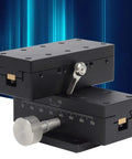 Manual XY Linear Stage For Precision Trimming, 40x90mm Platform With Detachable Gear Guide, Steel Dovetail Rail System