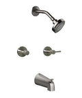 Eastport Two-Handle Tub And Shower Faucet In Satin Nickel, DIY Friendly Install, showerhead and spout