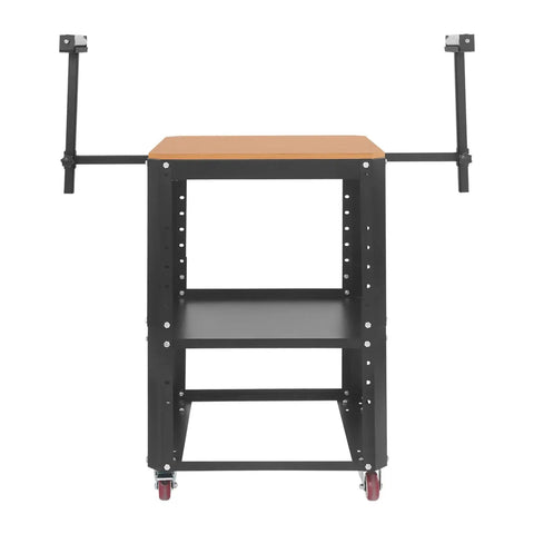 Built Like A Tank Rolling Workstand Holds 550 Pounds, fully adjustable height design with wheels and extension rollers.