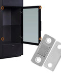 Stainless Steel Door Magnet Cabinet Catch With Heavy Duty Magnetic Closure shown next to an open black cabinet.