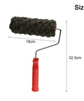 Top Shelf Textured Stone Finish Paint Roller With Sturdy Grip Handle And Super High Absorption Sponge Cover, 18cm wide, with red handle for wall decoration.