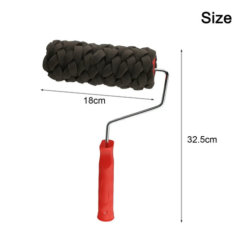 Top Shelf Textured Stone Finish Paint Roller With Sturdy Grip Handle And Super High Absorption Sponge Cover, 18cm wide, with red handle for wall decoration.