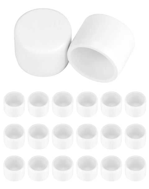 PVC External End Cap For Three Quarters Inch Schedule Forty Pipe With One Point Zero Five Inch Outer Diameter White Rigid Fitting