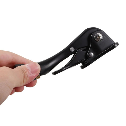 Close-up of a black adjustable kick down door stopper for commercial and home doors with easy installation anti collision protection