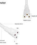 Detailed view of Go To Double Female Linkable Power Cord Set, 5 Foot For T5 T8 LED Tube Light Fixtures, 3 Prong Lamp Connecting Wire.