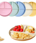 Five Pack 9 Inch Unbreakable Portion Control Plates With Three Compartments Reusable BPA Free Dinner Plates For Balanced Meals And Adults