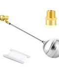 3/4 inch float ball valve with brass body, stainless steel float, and adapter for water level control