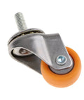 Universal Heavy Duty Swivel Furniture Casters With Non Marking Polyurethane Trolley Wheels, close-up view showing orange wheel and metal fitting.