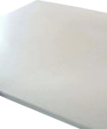 White PTFE Virgin Sheet, 1 mm thick by 250 by 250 mm, shown from an angled view, used for gaskets, seals, and DIY projects.