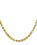 Fresh Drip Alert 14k Yellow Gold Rope Chain Necklace 4mm Wide Link 18 Inch Length handmade luxury jewelry displayed on white background.