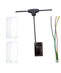 Nano 2.4GHz FPV Receiver With 40mm UFL T Antenna for micro drone racing, showing receiver, T antenna, wires, and casing.