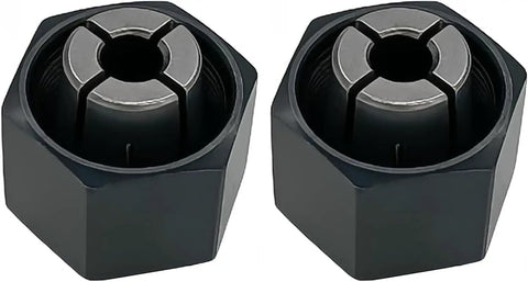 Four Piece Router Collet Set With One Half Inch And One Quarter Inch Collets Precision Grip And Vibration Resistant Fits Common Router Models