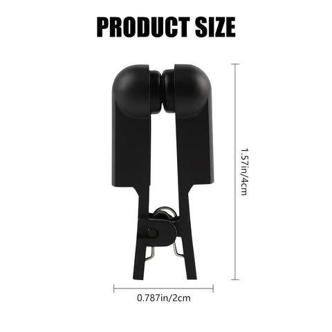 One Pair Black Rubber Ear Clip Electrode For TENS 7000 shown in size dimensions 1.57in x 0.787in