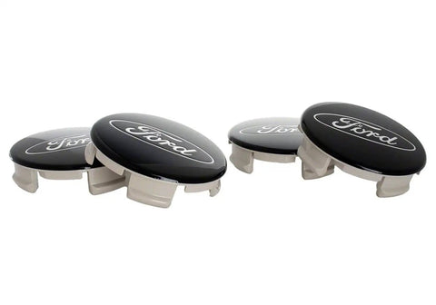 Ford Black and Chrome Wheel Center Cap Kit for F150 Trucks and SUVs 65mm Center Cap Opening Gloss Black With Chrome Ford Logo Set of 4