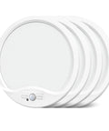 Four Pack 9 Inch Motion Sensor Ceiling Lights Wired LED Flush Mount Bright White 18W 1800lm With Three Color Temperature Modes And 30 To 120 Second Timer For Closet Pantry Hallways Stairwells Garage