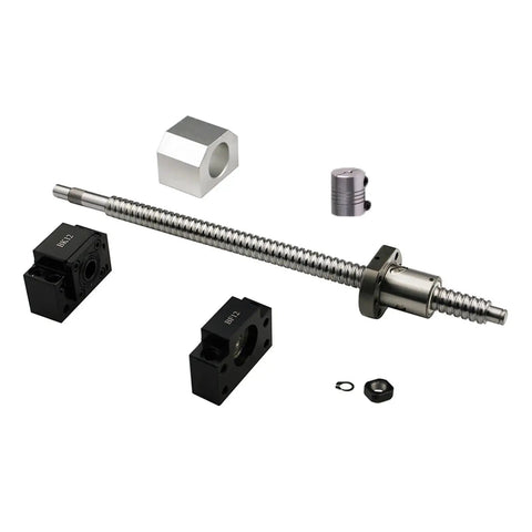 Two Piece Linear Guide Rail Kit With 250 To 1500mm Rails Four HGH15CA Carriage Blocks SFU1605 Ballscrew Set With BFBK12 Nut Housing DSG16H Nut And D25l30 Coupler For Pro Grade CNC Motion, SFU1605 ball screw, BK12/BF12 supports