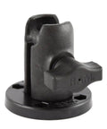 RAM Mounts Single Socket Swivel Arm With AMPS Base For B Size 1 Inch Ball 360 Degree Rotating Mount On A Two And A Half Inch Round Base Built From High Strength Composite Black, black composite swivel arm on round base