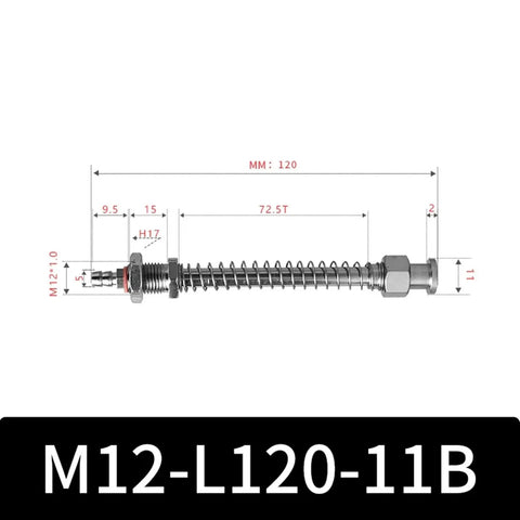 M12-11B Big Head Manipulator Pneumatic Rubber Sucker Silicone Vacuum Suction Cup Holder for Industrial Automation with dimensions.
