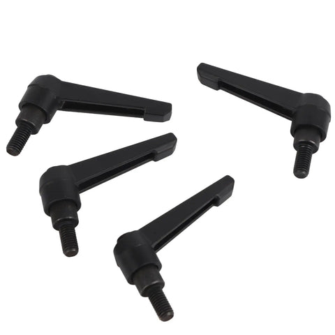 Beefy 4 Piece M8 Clamping Lever Handle Set in Stainless Steel Black Finish Male Thread Adjustable Machine Knobs for Precise Positioning and Quick Tuning in 16mm, four black levers