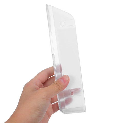 Heavy Duty Clear Acrylic Under Desk Laptop Holder Mount With Reliable Adhesive And Screws Wall Mounted Bracket, held in hand.