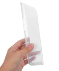 Under Desk Laptop Mount With Wall Brackets, Slick Acrylic Stand For Tablets And Laptops, clear mount held by a hand.
