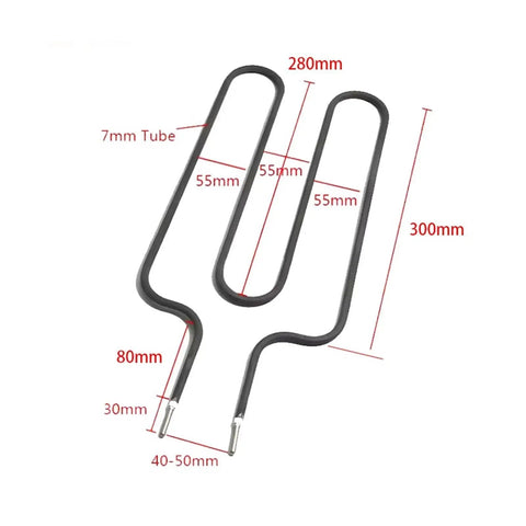 Heavy Lifter 220V Electric Air Heating Element Stainless Ss304 Immersion Heater Rod 1600W, 300mm length, detailed measurements shown.