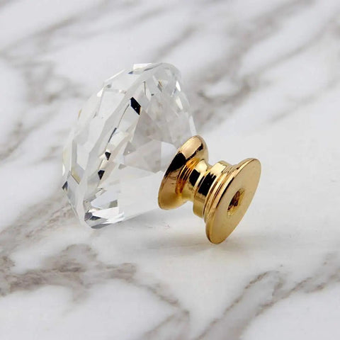 Top Shelf Crystal Cabinet Knobs With Gold Plated Base 6Pcs Drawer Pulls And Cupboard Handles For Kitchen Dressers side view
