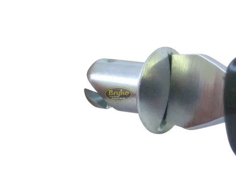 Heavy Duty Quarter Turn Tool With Comfort Grip Handle And Precision Contoured Blade designed to pop off fasteners, showing blade tip detail.