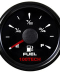 All Black 52mm Marine Fuel Gauge 0-90 Ohm Level Gauge With Smooth Sweep Needle And Stainless Bezel 2-1/16 Inch Boat Fuel Monitor Replacement For Offshore And Freshwater Use. Front view