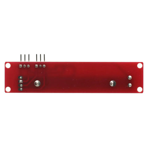 Red back view of Five Pack 10K Slide Potentiometer Modules For Arduino And Microcontroller Projects With mounting holes and pins