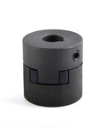 Flexible L Jaw Coupling Set Half To Three Quarter Inch Bores L095 Three Piece With NBR Buna N Rubber Spider Includes Two Halves And Insert Keyways And Set Screws, black steel half