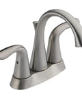 Lahara Centerset Bathroom Faucet In Brushed Nickel Finish With Two Handles And Metal Drain Assembly Diamond Seal Technology