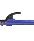Heavy Duty 300A Copper Electrode Clamp For Welding with blue plastic handle and ergonomic grip for secure use.