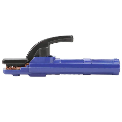 Heavy Duty 300A Copper Electrode Clamp For Welding with blue plastic handle and ergonomic grip for secure use.