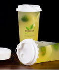 500 Pcs White Leak-Proof Cup Lid Liners, Round Sealing Paper Pads, Waterproof Spill-Proof Paper for Plastic Cups, Milk Tea Coffee Beverage Cups, Heat and Cold Resistant, 5.1 Inch Film Seal Pads on white plastic cup lid