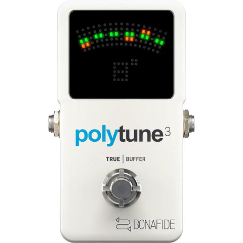 Front view of PolyTune 3 Ultra Compact Polyphonic Tuner With Chromatic And Strobe Modes And Built In Bonafide Buffer.