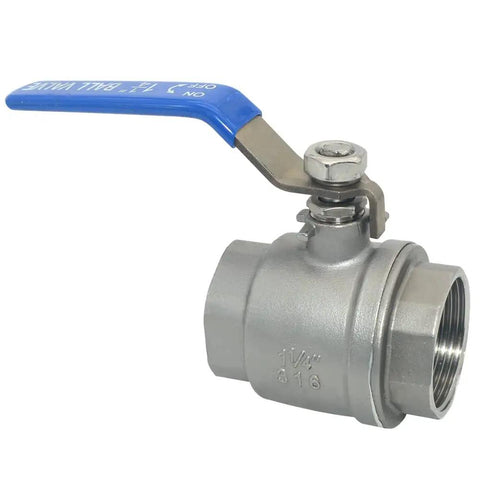 1-1/4 Inch 316 Stainless Steel Full Port Ball Valve With Vinyl Handle For Easy Turn Low Torque Operation Female Connection