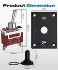 Heavy Duty 12V 30A SPST Toggle Switch Waterproof On Off 2 Pin With Panel Mount And Waterproof Cap dimensions diagram