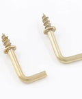 Gold L Shaped Screw Hooks Half Inch Self Tapping Right Angle Square Bend 7 Shape Hook, close-up view.