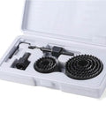 Super Cool 8 Piece Hole Saw Kit For Cutting Wood Plasterboard And Pvc Board Fast With 19 To 64mm Drill Bits Perfect For Any Serious DIY Home Improvement Project You Need This Total Gear Right Now. 8-piece hole saw kit in plastic case with 19-64mm bits and drill arbor